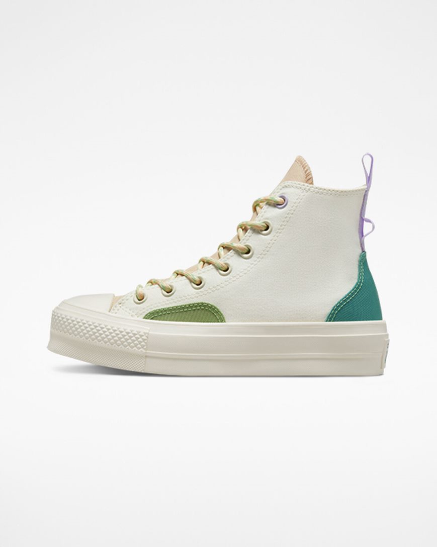 Women's Converse Chuck Taylor All Star Lift Colorblock Overlay High Top Platform Shoes Beige | AU C3E15C